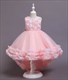 Girls 3D Flower Embellished Puffy Princess Dress With Bowknot