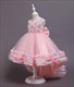 Girls 3D Flower Embellished Puffy Princess Dress With Bowknot