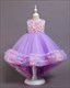 Girls 3D Flower Embellished Puffy Princess Dress With Bowknot