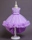 Bauschiges Prinzessinnenkleid für Mädchen mit Spitzenoberteil, High-Low-Saum und Schleife