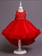Bauschiges Prinzessinnenkleid für Mädchen mit Spitzenoberteil, High-Low-Saum und Schleife