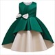 Pleated Satin Princess Party Dress With Bowknot