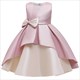 Pleated Satin Princess Party Dress With Bowknot