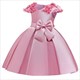Girls Satin Flower Cap Sleeves Princess Party Dress With Bows