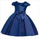 Girls Satin Flower Cap Sleeves Princess Party Dress With Bows