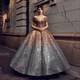Ballkleid-Ombre-Pailletten-schulterfreies Prinzessinnen-Prom-Kleid
