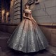Ballkleid-Ombre-Pailletten-schulterfreies Prinzessinnen-Prom-Kleid