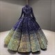 Ballkleid-Ombre-Pailletten-langärmeliges Quinceanera-Kleid