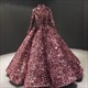 Ballkleid-Ombre-Pailletten-langärmeliges Quinceanera-Kleid