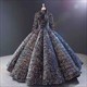 Ballkleid-Ombre-Pailletten-langärmeliges Quinceanera-Kleid