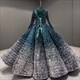 Ballkleid-Ombre-Pailletten-langärmeliges Quinceanera-Kleid