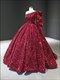 Ballkleid-Abendkleid mit Pailletten-Überzug und einer Rüschenärmel