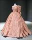 Ballkleid-Abendkleid mit Pailletten-Überzug und einer Rüschenärmel