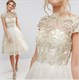 Schulterfreies kurzes A-Linien-Cocktailkleid mit kurzen Ärmeln und Spitzenverzierungen