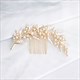 Alloy Rhinestone Leaf Hair Comb With Pearl