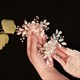 Alloy Leaf And Floral Handmade Hair Comb With Pearls