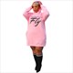 Women'S Letter Printed Casual Long Sleeve Hoodie Plus Size Dress