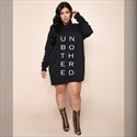 Robe sweat à capuche casual grande taille pour femme, manches longues, imprimé lettres