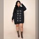 Women'S Letter Printed Casual Long Sleeve Hoodie Plus Size Dress
