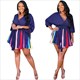 Floral Printed Long Sleeve Wrap V-Neck Pleated Plus Size Dress