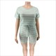 Women'S Striped Printed Short Sleeves Plus Size Jumpsuit