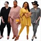 Women Two Piece V-Neck Plus Size Casual Long Pants Set