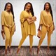 Women Two Piece V-Neck Plus Size Casual Long Pants Set