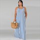 Striped Spaghetti Strap Plus Size Maxi Dress