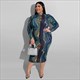 High-Neck Printed Long Sleeves Plus Size Bodycon Dresses
