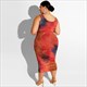 Tie-Dyed Print Two Piece Bandage Bodycon Plus Size Dress