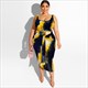 Tie-Dyed Print Two Piece Bandage Bodycon Plus Size Dress