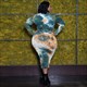 Tie Dye Printed Long Sleeve Plus Size Bodycon Midi Dress