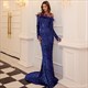 Off Shoulder Sequin Mermaid Prom Dress With Feathers