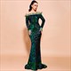 Off Shoulder Sequin Mermaid Prom Dress With Feathers