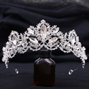 Leaf Crystal Princess Bridal Tiara With Rhinestone Accents