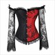 Off-The-Shoulder Lace Overlay Shaper Corset With Long Sleeve