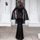 Sheath Column Sequin V-Neck Evening Dress With Sleeves