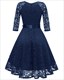 V-Neck Lace Overlay Cocktail Dresses With Long Sleeves