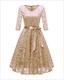 V-Neck Lace Overlay Cocktail Dresses With Long Sleeves