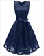 V-Neck Sleeveless Lace Overlay Cocktail Dresses
