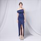 Off The Shoulder Ruched Bodice Split Front Formal Dress