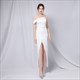 Off The Shoulder Ruched Bodice Split Front Formal Dress