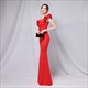 One Shoulder Ruffle Floor Length Prom Dress