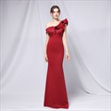 Robe de Bal Longue à Volants et Une Épaule