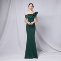 Robe de Bal Longue à Volants et Une Épaule