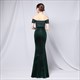 Off The Shoulder Sequin Bodice Split Front Prom Dress
