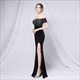 Off The Shoulder Sequin Bodice Split Front Prom Dress