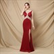 Illusion Ausschnitt Perlenverziertes rückenfreies Prom Dress