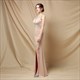 Illusion Ausschnitt Perlenverziertes rückenfreies Prom Dress