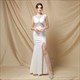 Illusion Ausschnitt Perlenverziertes rückenfreies Prom Dress